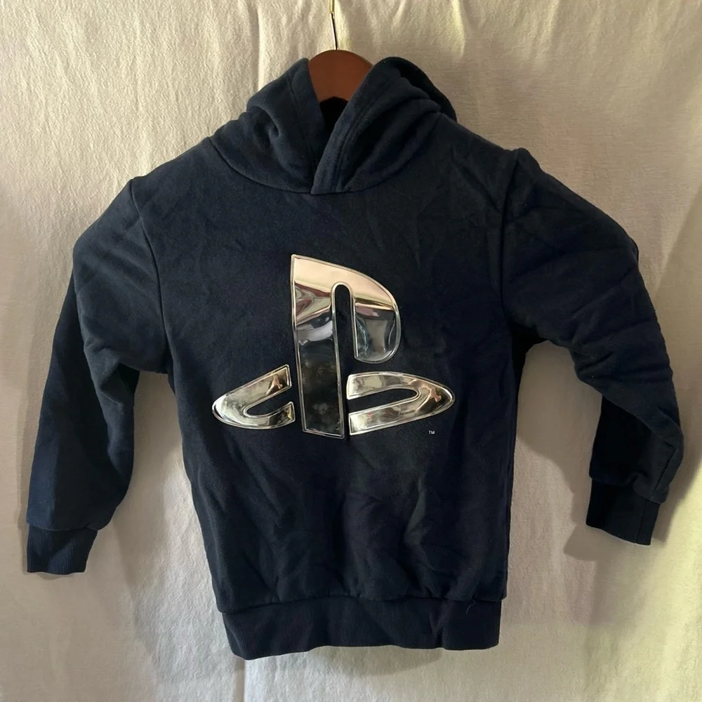 H&M Sony PlayStation 4-6Y Navy Kids Hoodie with Silver Logo